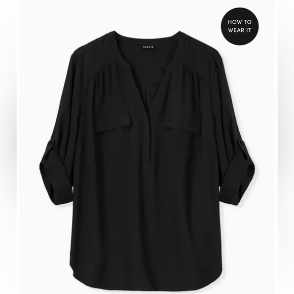 torrid Tops - Torrid Women's Black V-Neck Blouse size 3 (22/24) new with tags